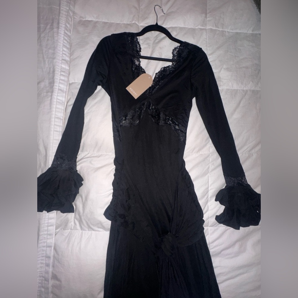 NWT MESHKI BLACK LACE INSERT MAXI DRESS - Picture 6 of 6